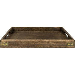 QUVIO Dienblad decoratief rechthoekig met handvaten - 36 x 24 cm - Hout - Bruin