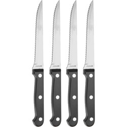 Vleesmessen set - 8x - zwart - RVS/kunststof - 23 cm - steakmessen - Messen