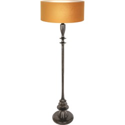 Anne Lighting - vloerlamp - Bois - zwart - hout velours stof - schemerlamp - E27 - 3777ZW