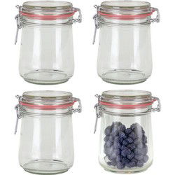 Weckpot/inmaakpot - 4x - glas - 720 ml - beugelsluiting - transparant - Weckpotten