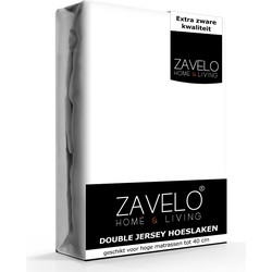 Zavelo Double Jersey Hoeslaken Wit-Lits-jumeaux (200x220 cm)