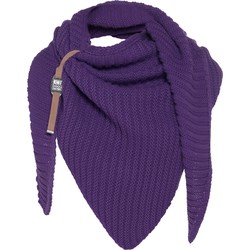 Knit Factory Demy Gebreide Omslagdoek - Driehoek Sjaal Dames - Purple - 190x85 cm - Inclusief siersluiting