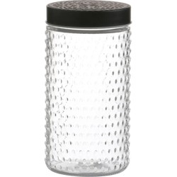 Urban Living Voorraadpot/bewaarpot Roma - 1.5L - glas - zwart - D12 x H22 cm - Voorraadpot