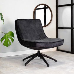 Fauteuil draaibaar Tommy velvet antraciet
