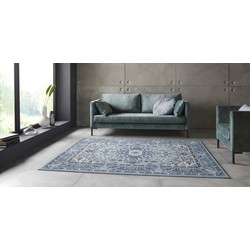 Klassiek vloerkleed - Laagpolig - Isfahan - Blauw - 80 X 250 CM