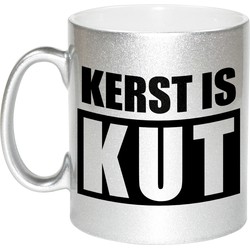 Kerst is kut cadeau zilveren mok/beker Kerstmis 330 ml - Bekers