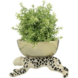 SVJ Bloempot Luipaard Keramik goud - 24 x 13 x 16 cm  - Beeld Sculptuur Luipaard