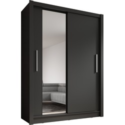 Meubella Kledingkast Bazarre - Grijs - 155 cm - Met spiegel