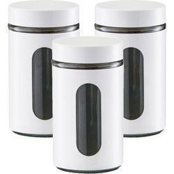 Zeller voedsel keuken voorrraadpot - 3x - metaal - wit - 900 ml - Voorraadblikken