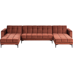 Beliani ALNES - Slaapbank-Rood-Fluweel