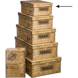 5Five Opbergdoos/box - houtkleur - L32 x B21.5 x H12 cm - karton - Opbergbox