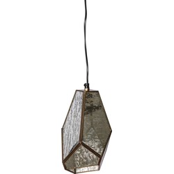 PTMD Rino antieke glazen hanglamp brons maat in cm: 15 x 15 x 28