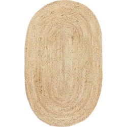 Ovaal vloerkleed Jute Naturel Beige - <a href="https://vloerkledenloods.nl/vloerkleden/jute-vloerkleden">Jute</a> - 90 x 150 - (S)