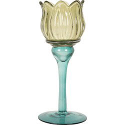 Clayre & Eef Waxinelichthouder Groen Glas