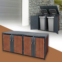 4-bins afvalbak tot 240L 264x80x116,3 cm gemaakt van staal in roest-look ML-design