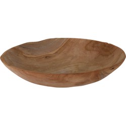 Tafel decoratie schaal teak hout rond 37 cm - Decoratieve Schaal (binnen)