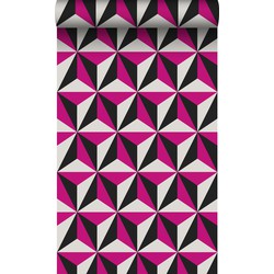 Origin Wallcoverings behang grafisch 3D motief fuchsia roze - 53 cm x 10,05 m - 347444