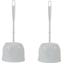 2x Witte toiletborstel / wc-borstel met houder 13 x 13 x 37,5 cm - Toiletborstels