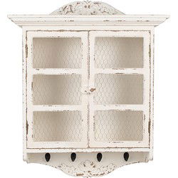 Clayre & Eef Wandkast  56x23x69 cm Wit Houtproduct Opbergkast