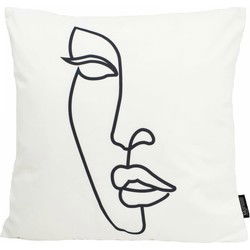 Sierkussen Line Art Face #2 | 45 x 45 cm | Katoen/Polyester