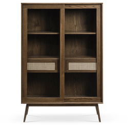 Boas houten vitrinekast gerookt eiken - 160 x 40 cm