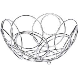 Excellent Houseware ronde fruitschaal - zilver - 26 x 13 cm - metaal - Fruitschalen