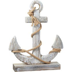 Cepewa Anker beeld - wit - dennenhout/jute - 40 cm - maritiem - Beeldjes