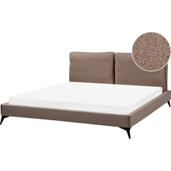 MELLE  - Tweepersoonsbed - Bruin - 180 x 200 cm - Bouclé