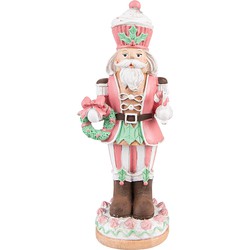 Clayre & Eef Beeld Notenkraker 24 cm Roze Polyresin Kerstdecoratie