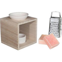 Ideas4seasons Amberblokjes/geurblokjes cadeauset - roos - inclusief geurbrander en mini rasp - Geurbranders