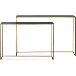 Light&living A - Side table S/2 100x25x70+120x25x80 cm BOCA m.zwart wash-goud