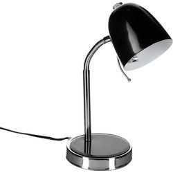 Atmosphera Tafellamp/bureaulampje - metaal - zwart/zilver - 35 cm - Bureaulampen