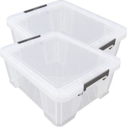 Allstore Opbergbox - 3x stuks - 24 liter - Transparant - 48 x 38 x 19 cm - Opbergbox