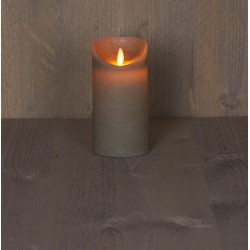 4 stuks - Batterijverlichting kaars wax rustiek bewegende vlam 7,5x15cm grijs 3xaaa/timer