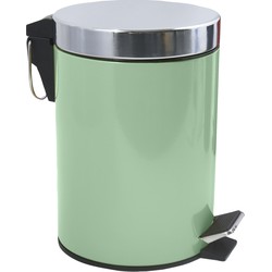 MSV Prullenbak/pedaalemmer - metaal - groen - 3 liter - 17 x 25 cm - Badkamer/toilet - Pedaalemmers