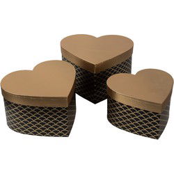 Clayre & Eef Opbergdoos Set van 3 Zwart Goudkleurig Karton