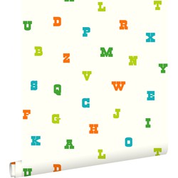 ESTAhome behang alfabet limegroen en oranje - 53 cm x 10,05 m - 137324