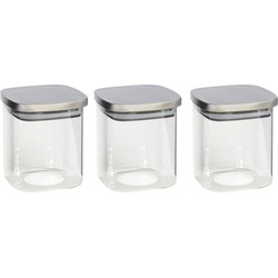 3x stuks voedsel/etenswaren bewaren voorraadpot 800 ml glas met RVS deksel - Voorraadpot