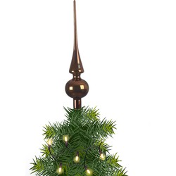 Kerstboom glazen piek bruin glans 26 cm - kerstboompieken