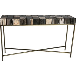 PTMD Petrified Laminate gemeleerd sidetable goud frame