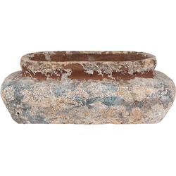 Clayre & Eef Bloempot 27x15x9 cm Beige Blauw Terracotta