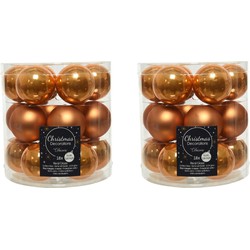 54x stuks kleine glazen kerstballen cognac bruin (amber) 4 cm mat/glans - Kerstbal