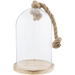 Clayre & Eef Clayre & Eef - stolp 19*17*28 cm - transparant - hout/ glas - rond - touw - 6GL2222