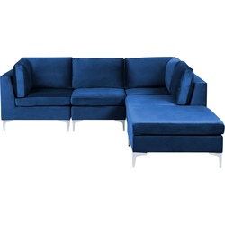 Beliani EVJA - Modulaire Sofa-Blauw-Fluweel