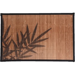 Rechthoekige placemat 30 x 45 cm bamboe bruin met zwarte bamboe print 2 - Placemats