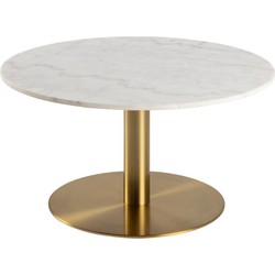 Salontafel - Wit Marmer/Goud - Ø80x45cm - Menno