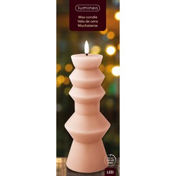 LED kaars d8.4h23 cm licht roze/wwt kerst