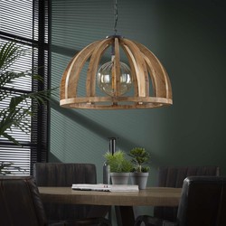 Hanglamp 1-Lichts - Ø60cm - Gebogen Houten Spijlen