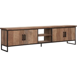 DTP Home TV stand Beam No.2 large, 4 doors, 2 open racks,55x220x40 cm, recycled teakwood