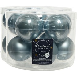 30x stuks glazen kerstballen lichtblauw 6 cm mat/glans - Kerstbal